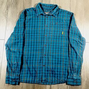 Merrell Shirt‎ Mens Large Blue Buffalo Check Plaid Long Sleeve Flannel Gorpcore